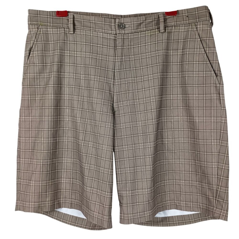 Pebble Beach Performance Mens Plaid Golf Shorts Size 36 Beige Casual Walking